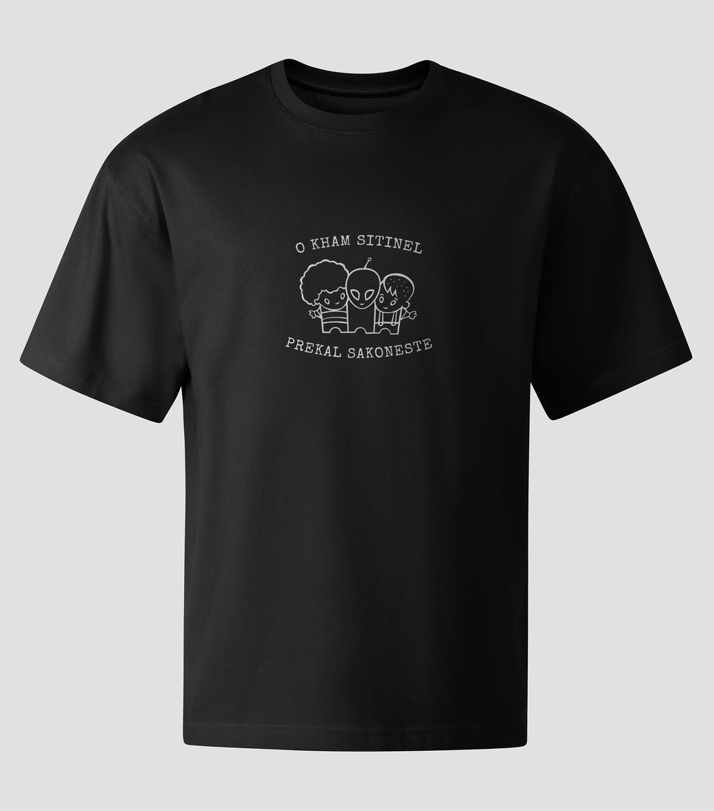 He looks for a T-shirt for everyone