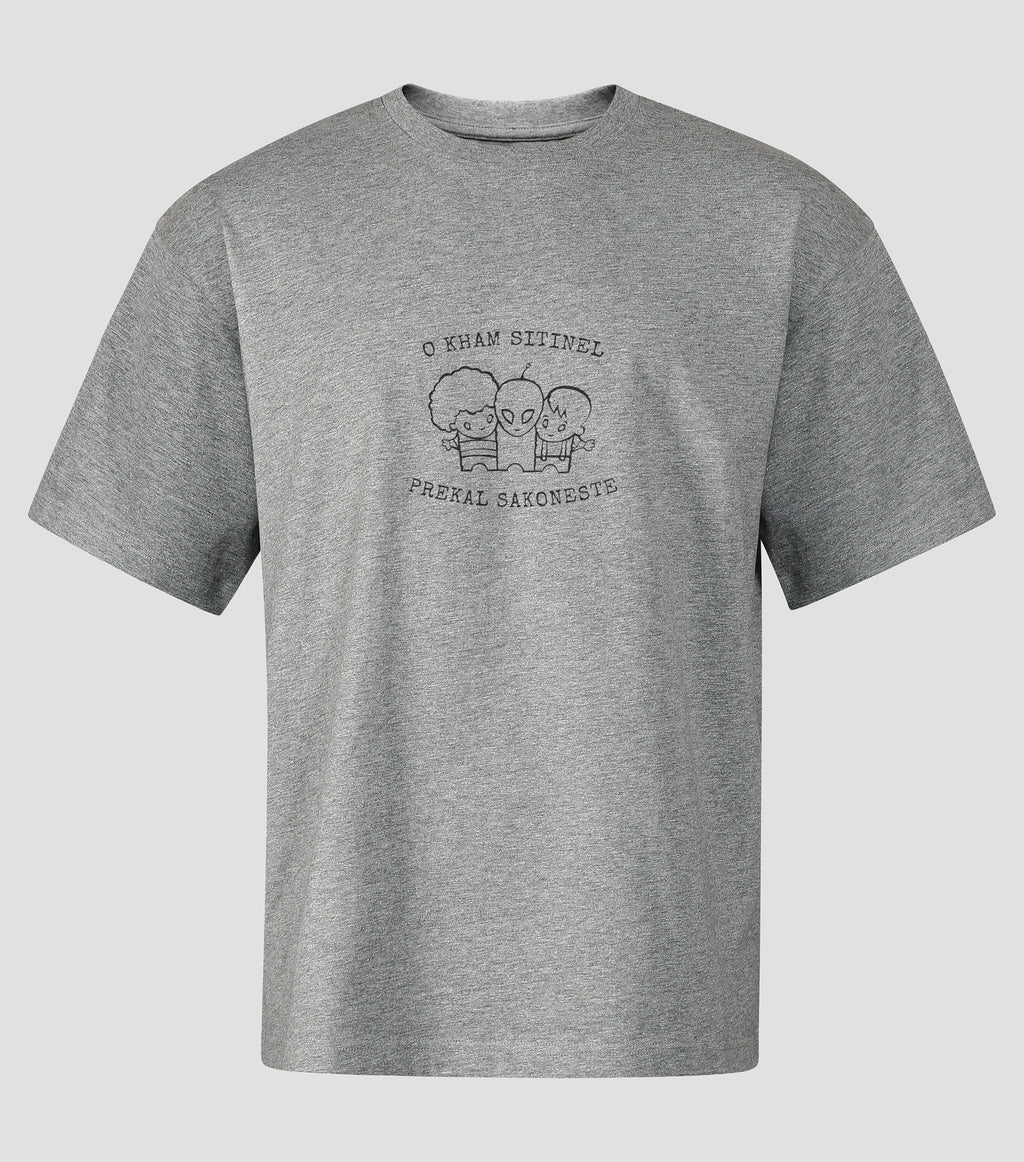 He looks for a T-shirt for everyone